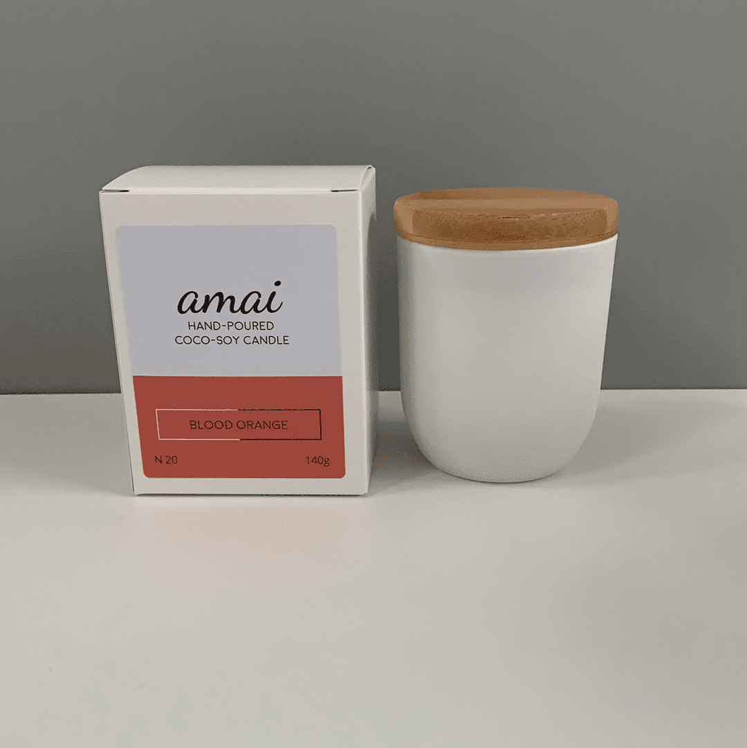 Blood Orange | Small White Glass Candle