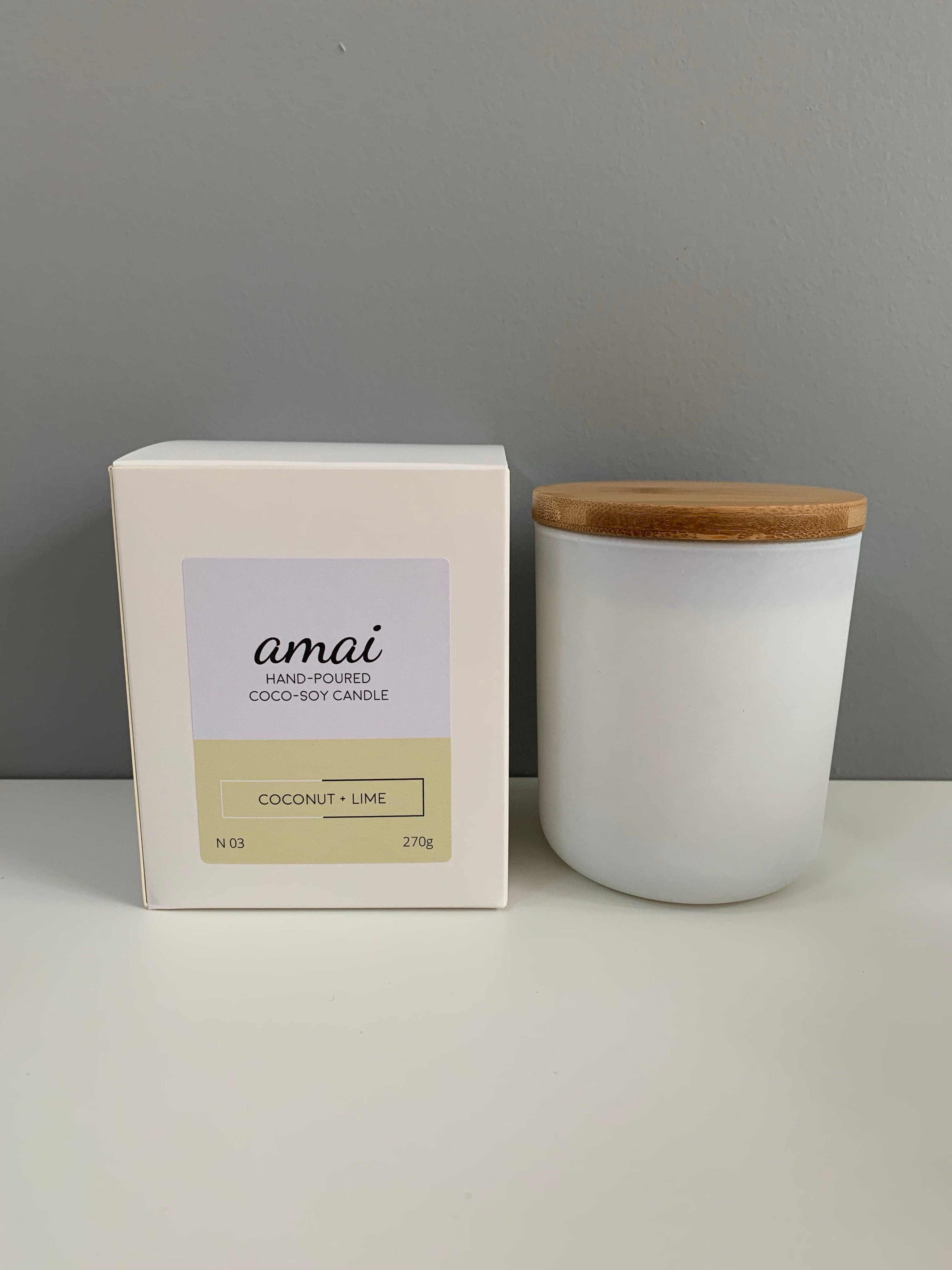 Coconut + Lime | Medium White Glass Candle