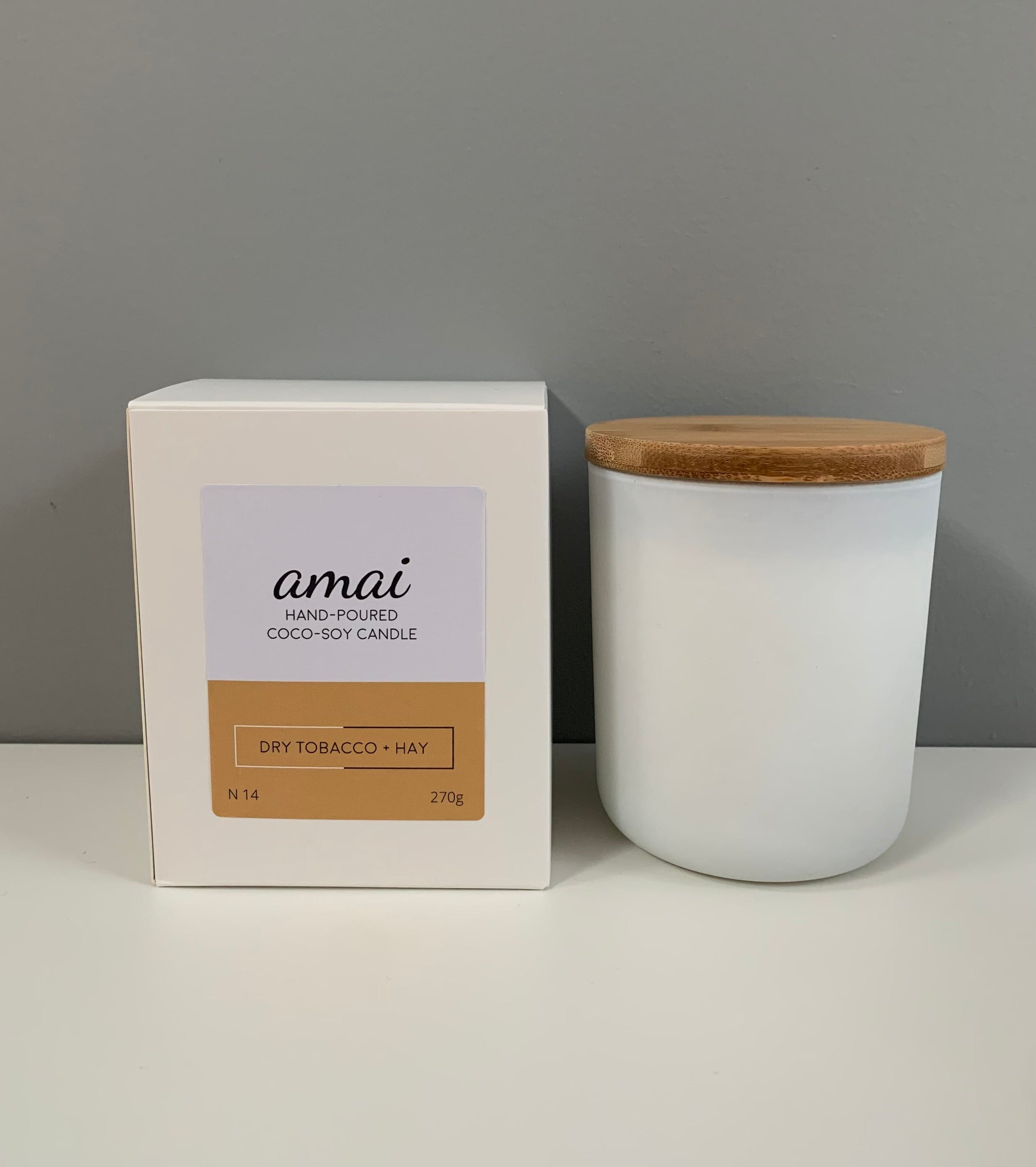 Dry Tobacco + Hay | Medium White Glass Candle