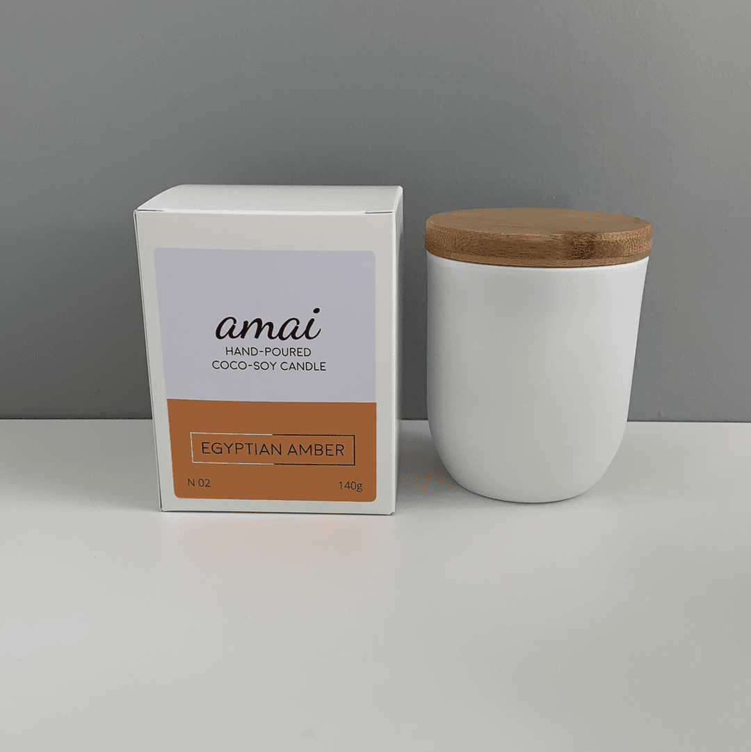 Egyptian Amber | Small White Glass Candle