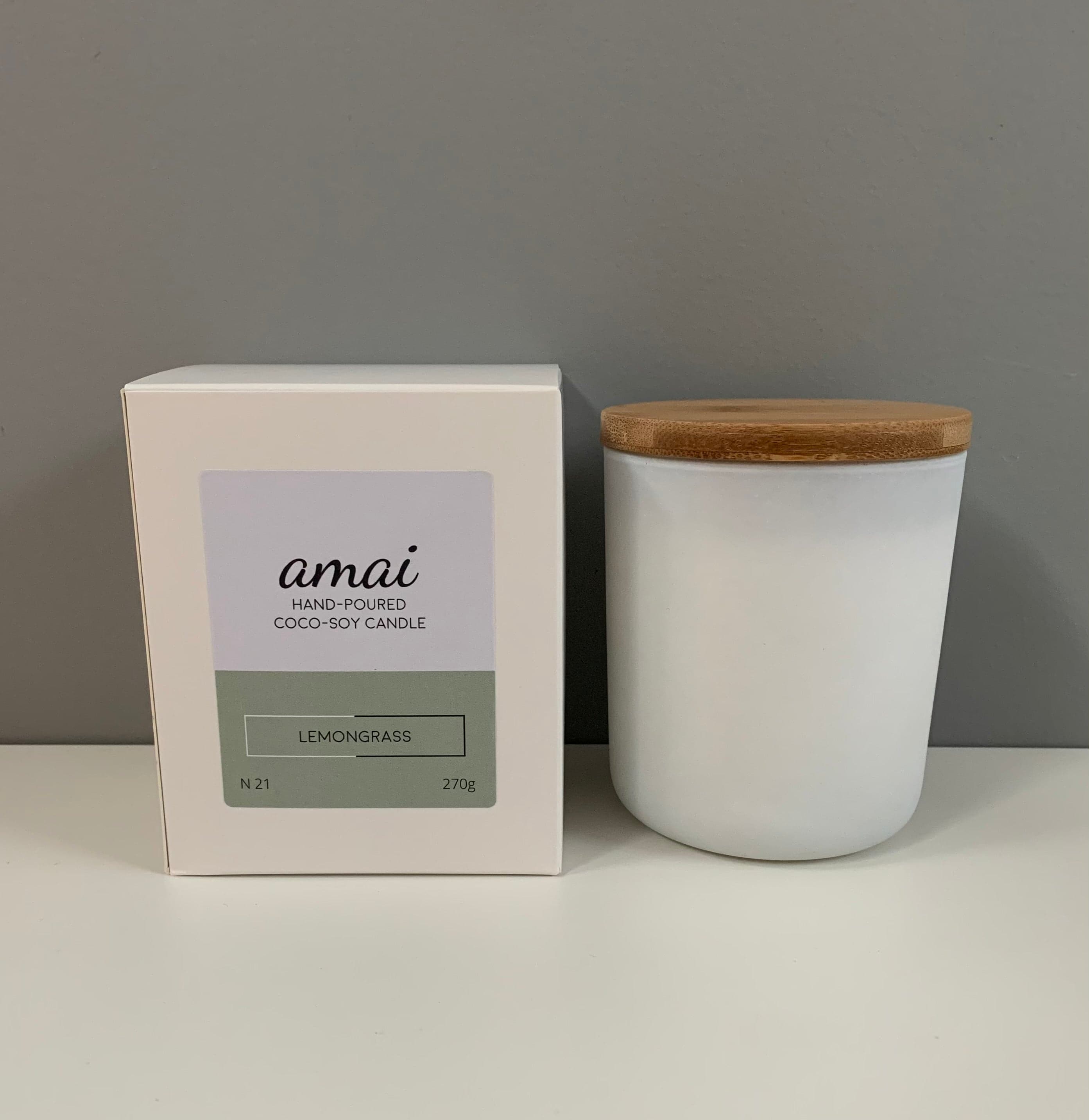 Lemongrass | Medium White Glass Candle