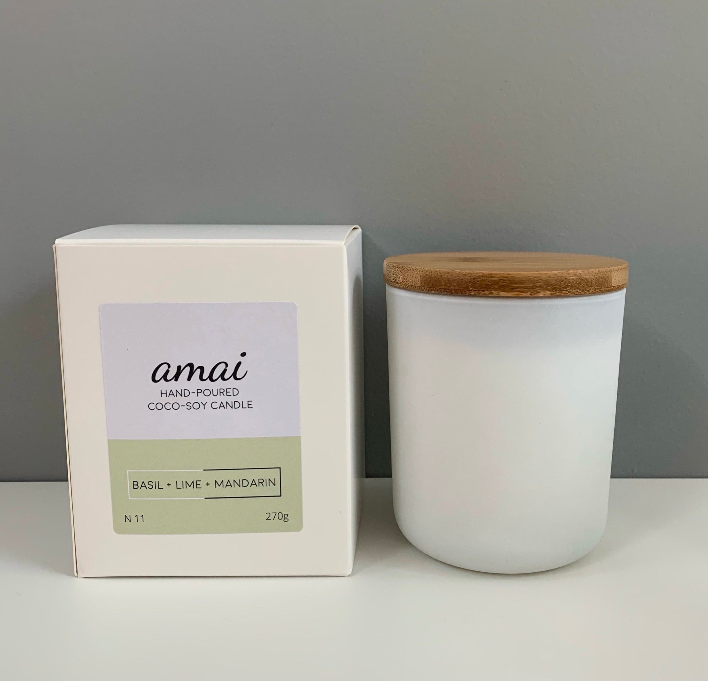 Basil + Lime + Mandarin | Medium White Glass Candle