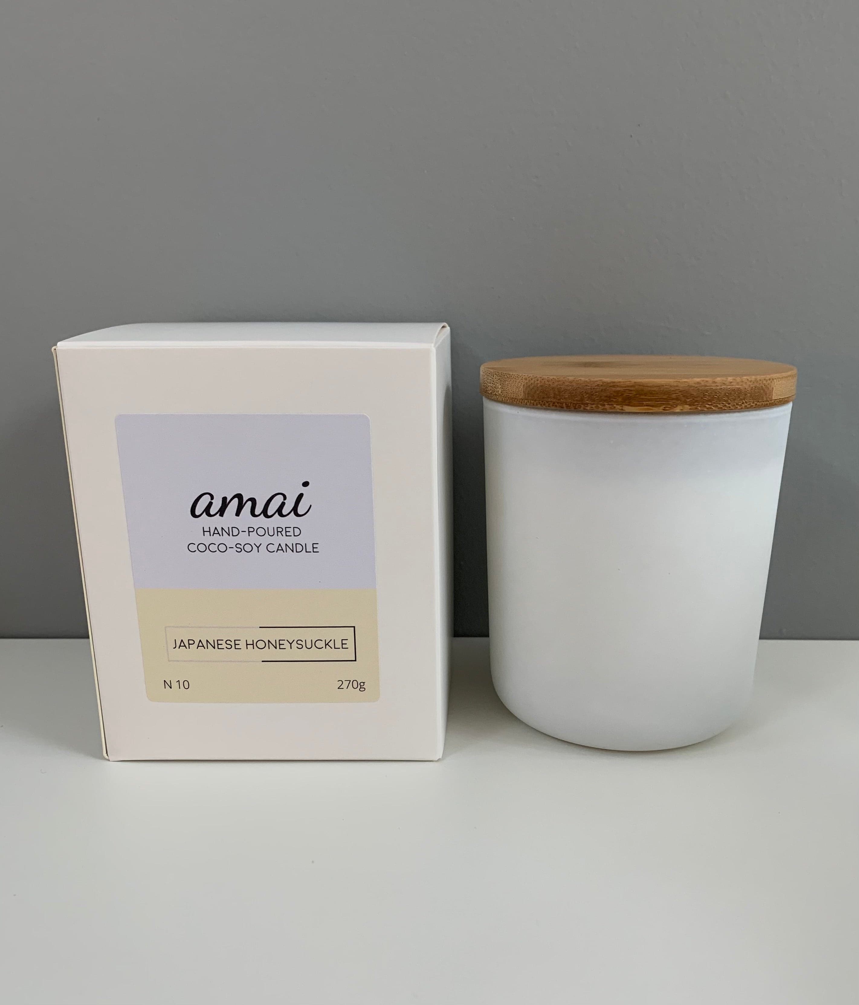 Japanese Honeysuckle | Medium White Glass Candle