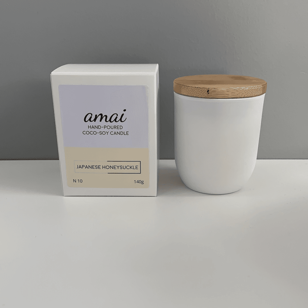 Japanese Honeysuckle | Small White Glass Candle