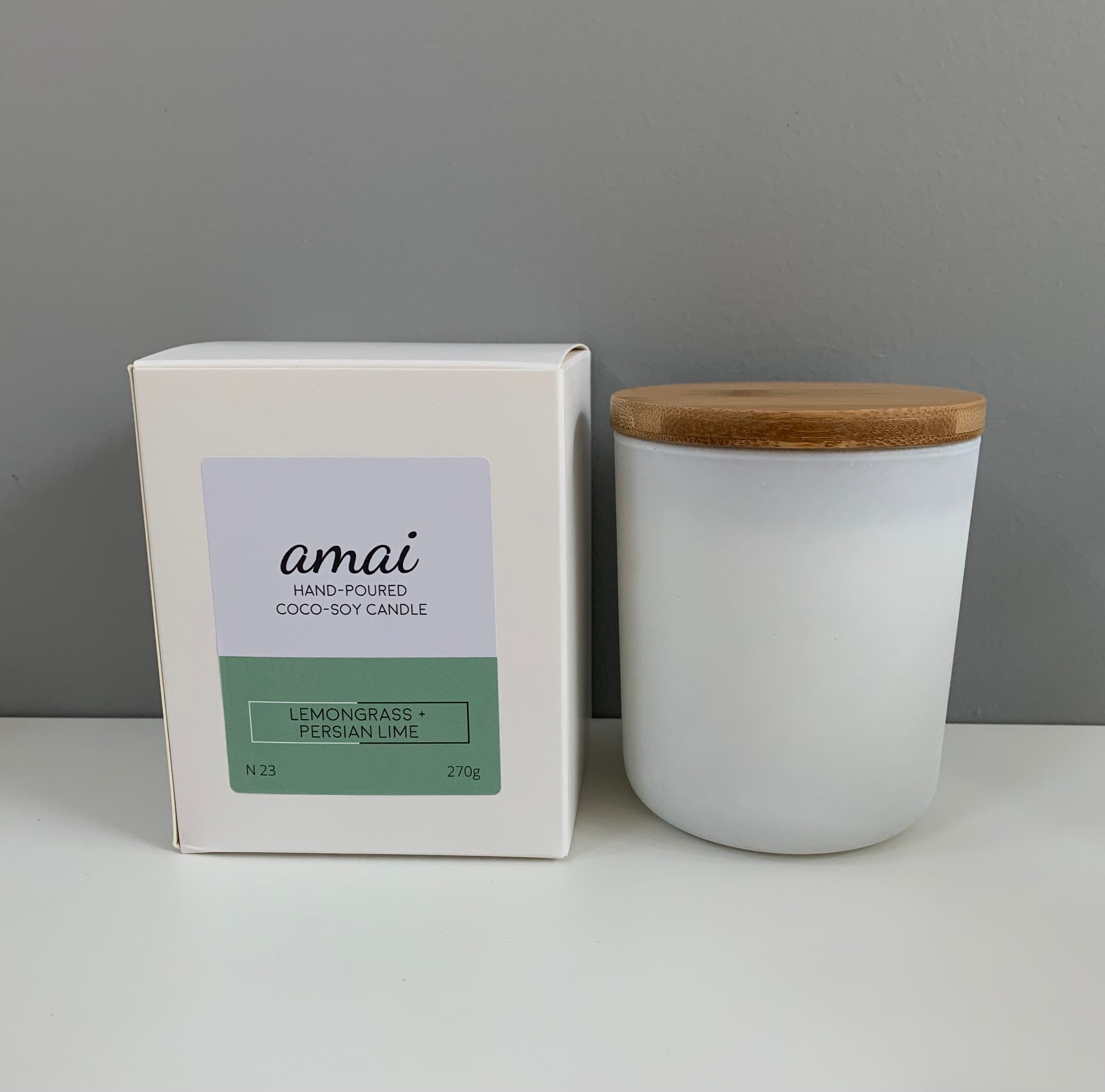 Lemongrass + Persian Lime | Medium White Glass Candle