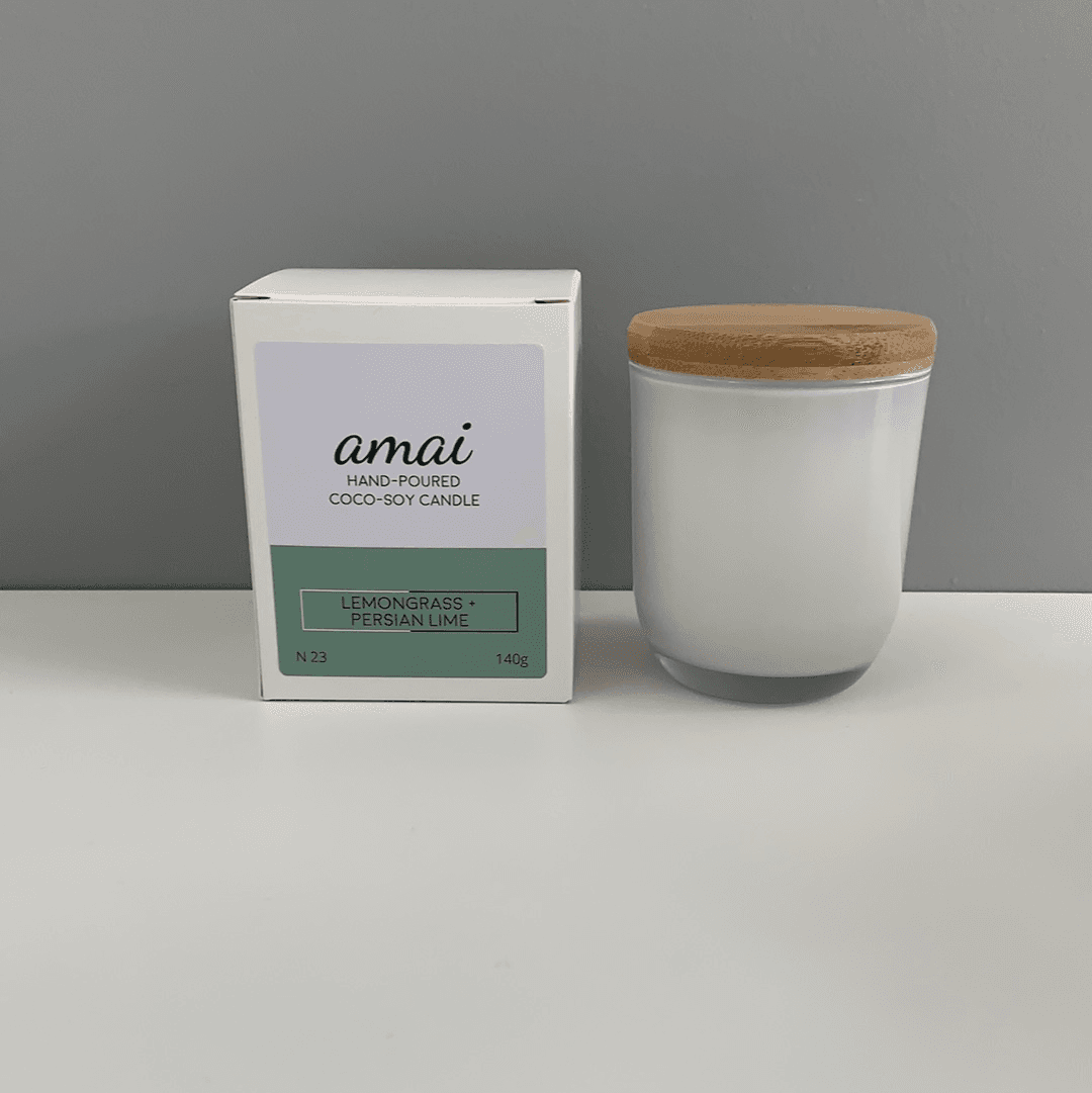Lemongrass + Persian Lime | Small White Glass Candle